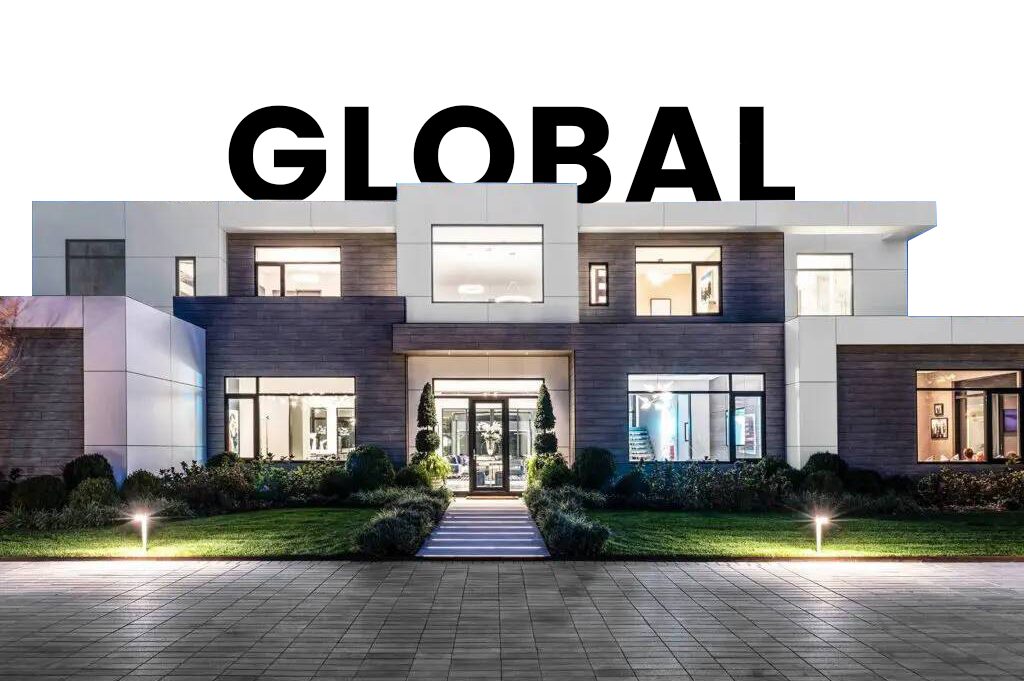 A large building with the word global written in front of it.